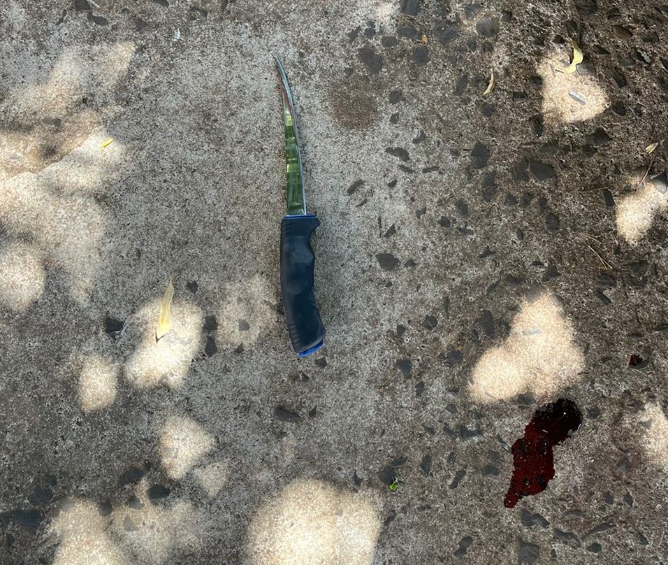 Arma utilizada no crime também foi encontrada com marcas de sangue I Foto: Polícia Militar