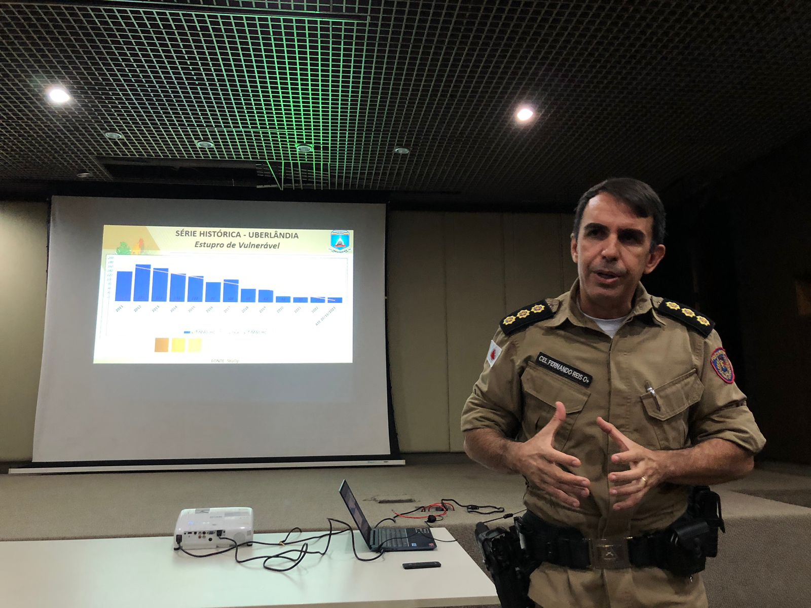 Tenente Coronel Fernando Reis mostrou preocupação com casos de estupro de vulnerável e furto de fios I Foto: Luan Borges/Diário de Uberlândia 